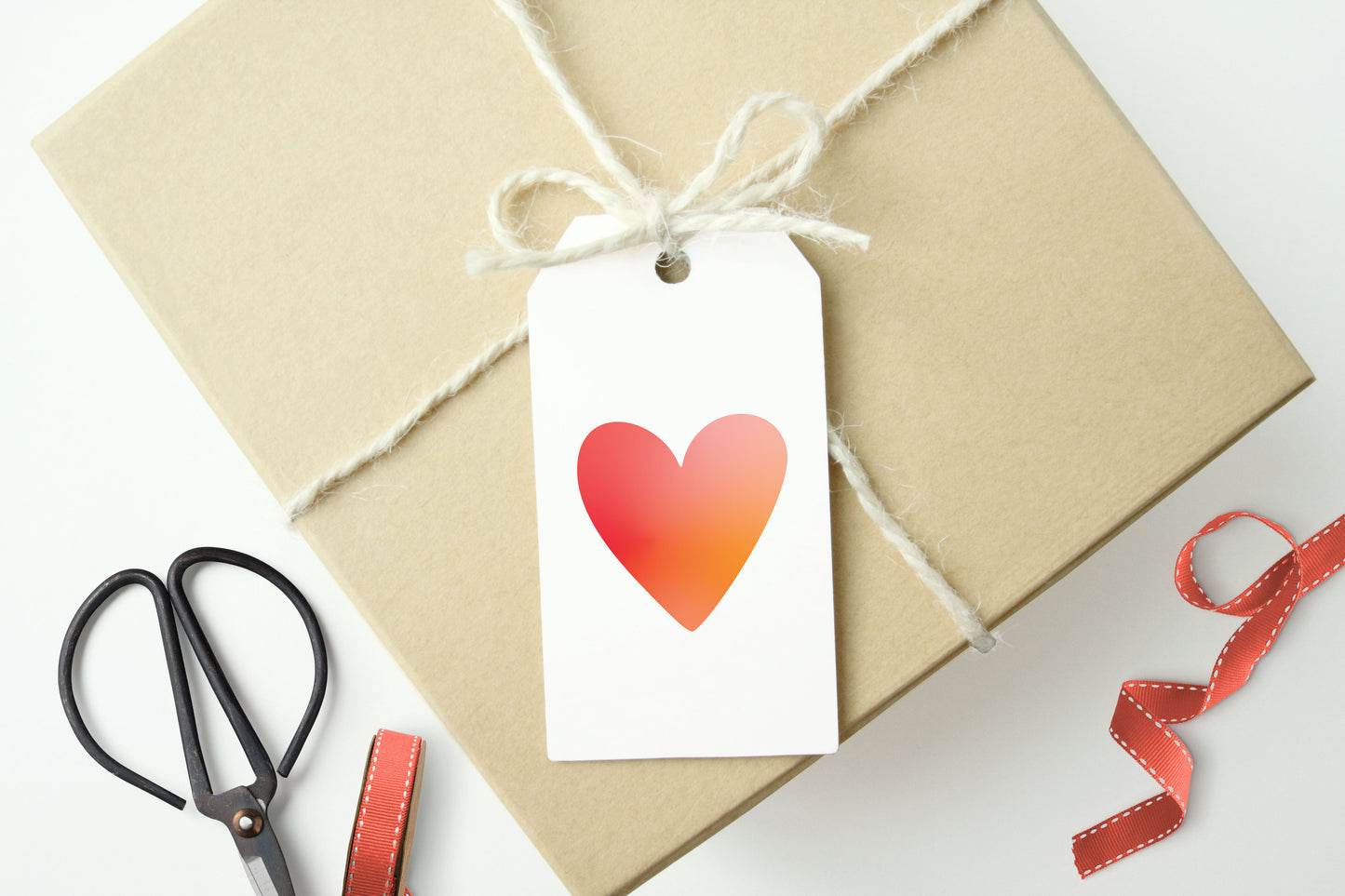 RED OMBRE HEART Gift Tags, Set of 10