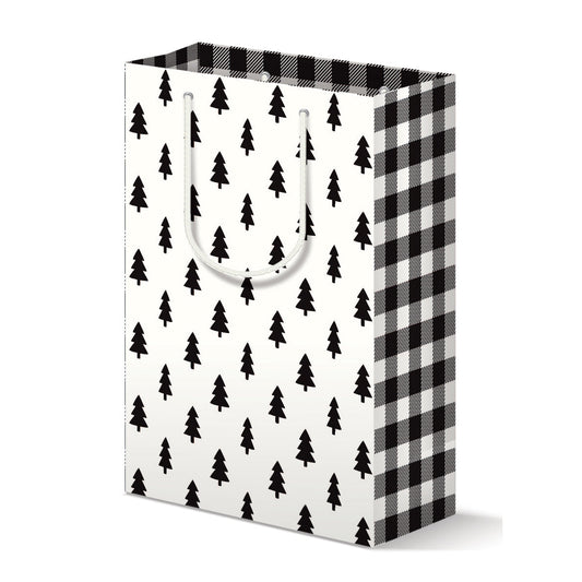 CHRISTMAS TREES GIFT BAG - B&W