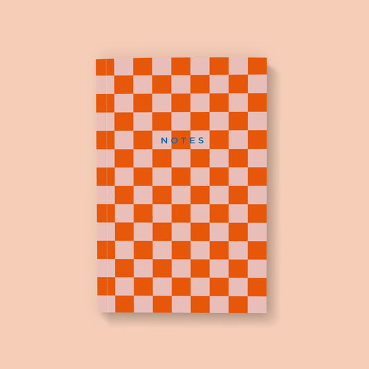 RETRO CORAL CHECKERBOARD NOTEBOOK