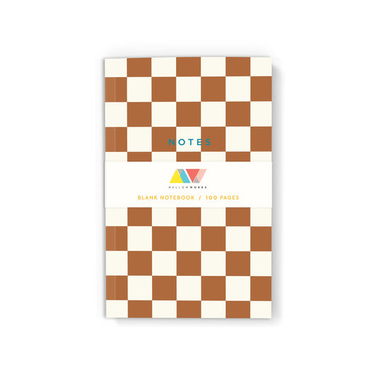 BROWN CHECKERBOARD NOTEBOOK - Blank Pages